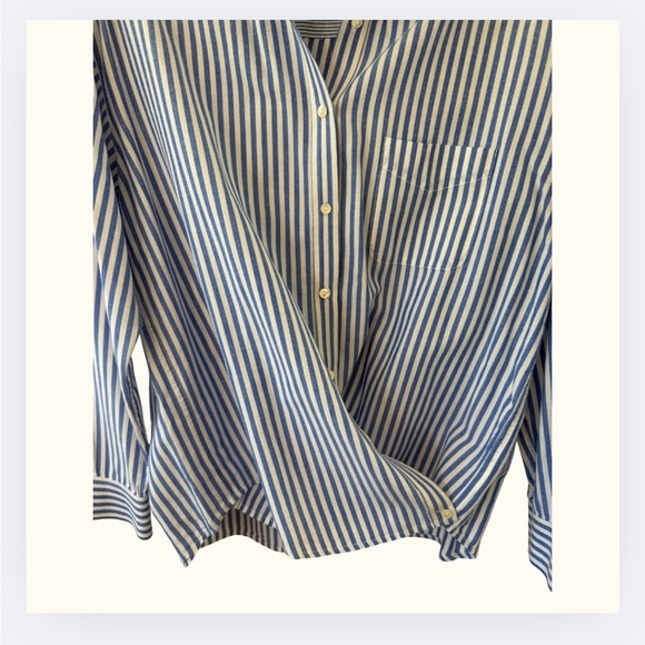 Blue and White Striped Button-Up Shirt - Picture 3 of 6